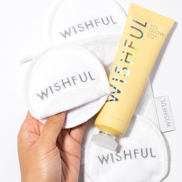 Wishful reusable microfiber face pads.