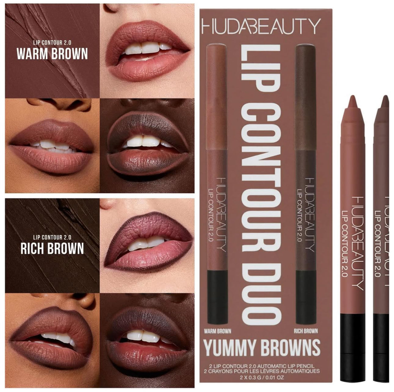 Huda beauty Lip Contour Mini Duo Yummy Browns