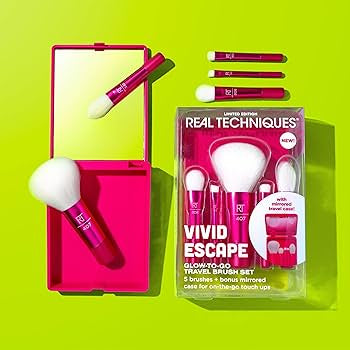 Real Techniques Vivid Escape Glow-To-Go Travel Makeup brush set