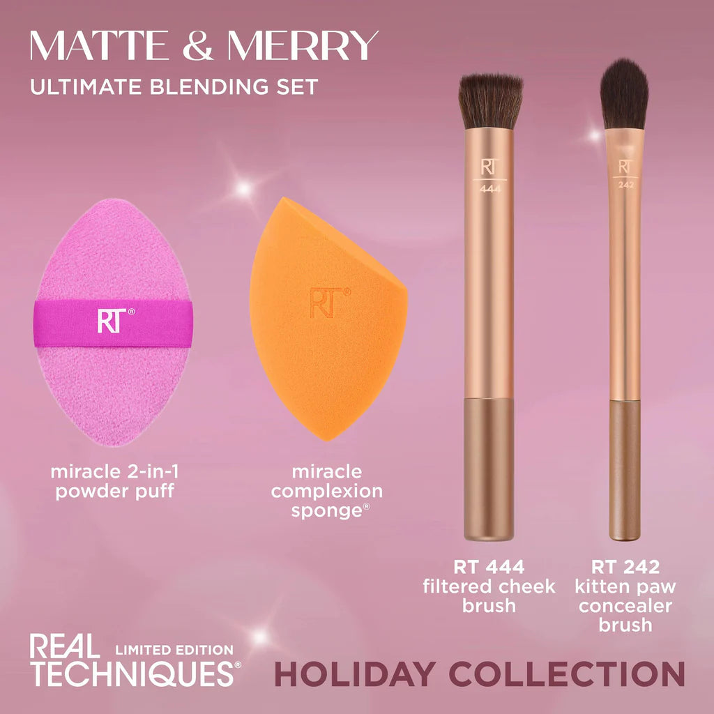 Real Techniques Matte & Merry Ultimate Blending 4 Piece Holiday set