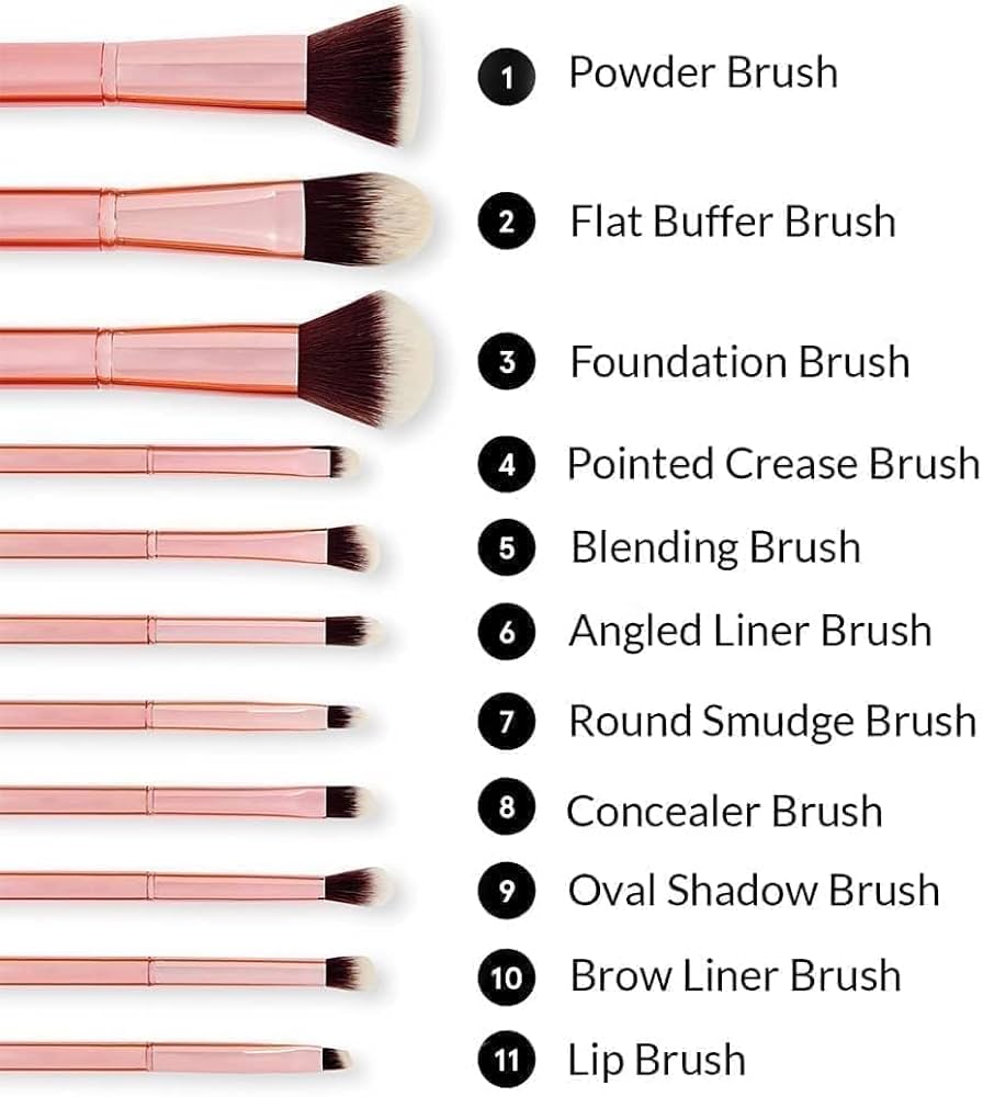 BH Cosmetics Metal Rose 11 Piece Brush Set With Cosmetic Bag