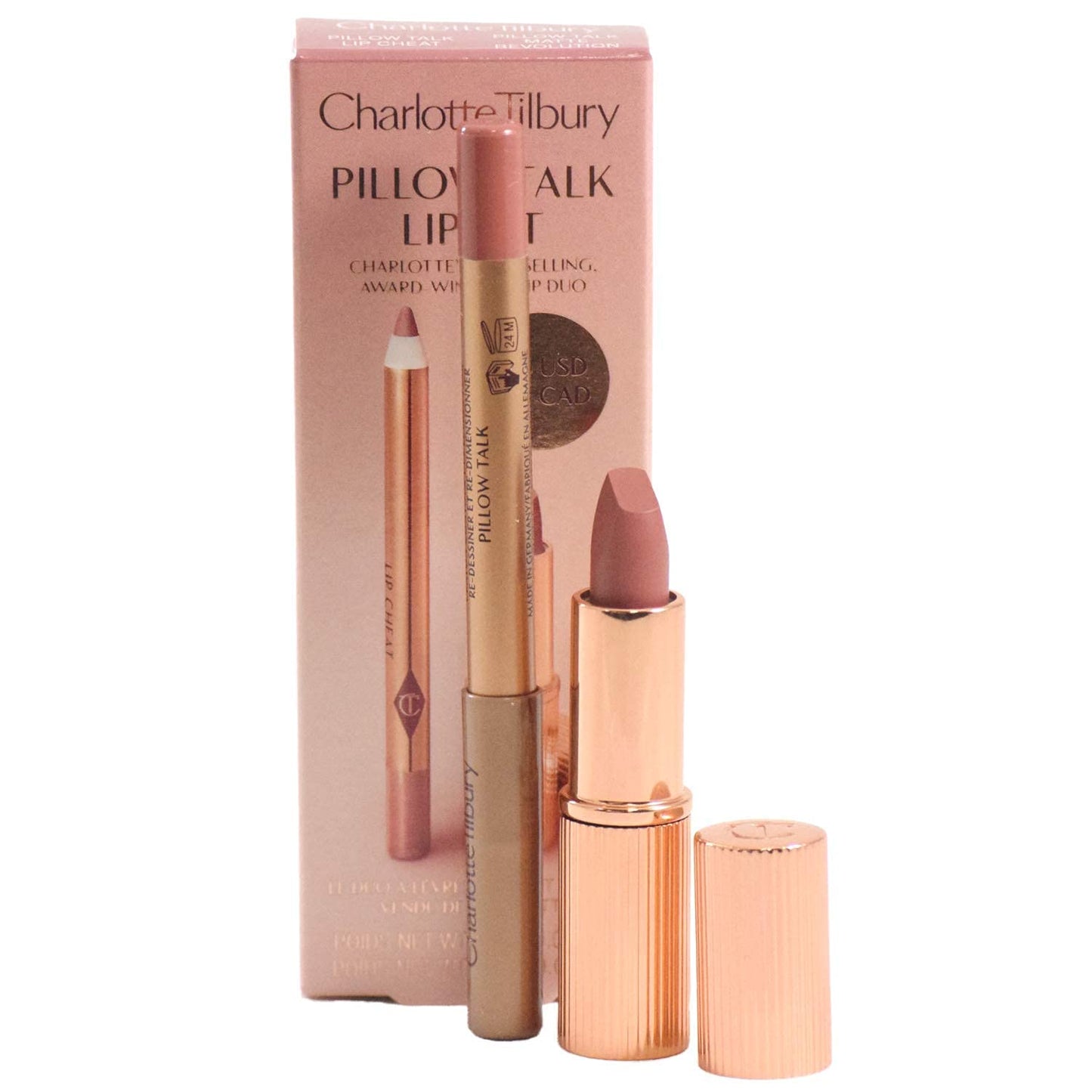 Charlotte Tilbury Pillow Talk Mini Matte Revolution Lipstick and Lip Cheat Lip Liner Mini