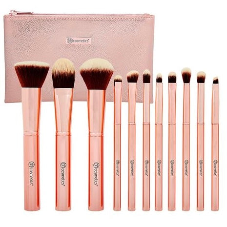 BH Cosmetics Metal Rose 11 Piece Brush Set With Cosmetic Bag