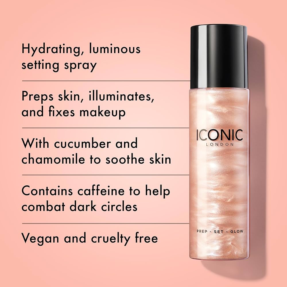 ICONIC LONDON Prep-Set-Glow Hydrating + Setting + Glowing Spray, 3-in-1