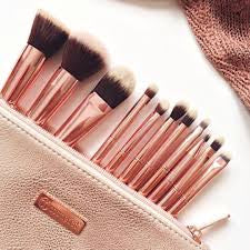 BH Cosmetics Metal Rose 11 Piece Brush Set With Cosmetic Bag