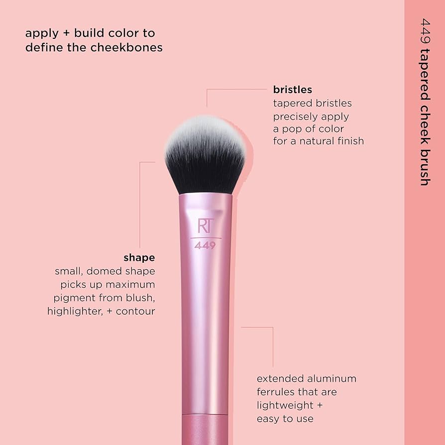 Real Techniques Tapered Cheek Makeup Brush, For Blush, Highlighter