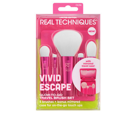 Real Techniques Vivid Escape Glow-To-Go Travel Makeup brush set