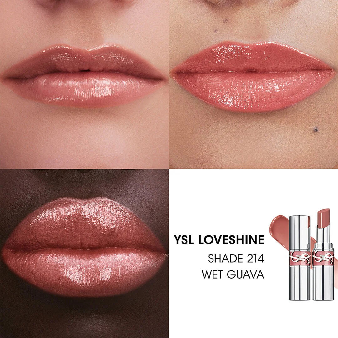 أحمر شفاه YSL Loveshine رقم 214، لون الجوافة الرطبة